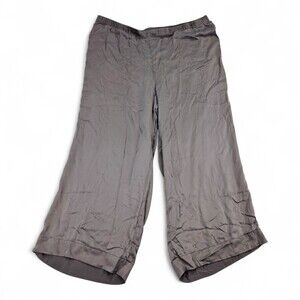 Haven Silk Wide-Leg Crop Pants L Gray Elastic Waist